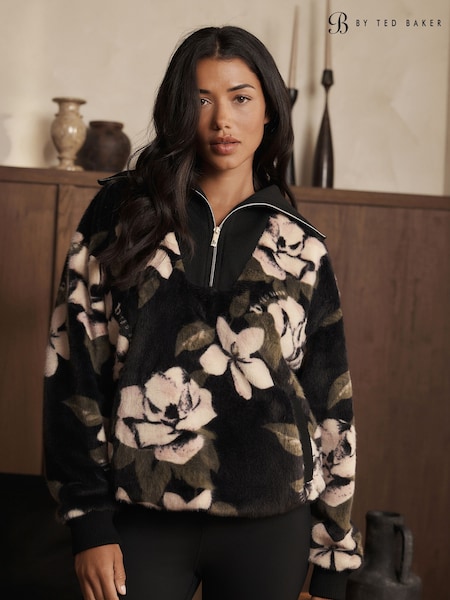 Black Floral - B By Ted Baker Zip Fur Lounge Top