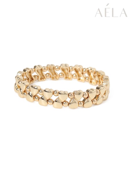Gold Tone - Aela Heart Stretch Bracelet