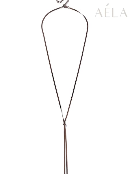 Brown - Aela Lariat Brown Necklace