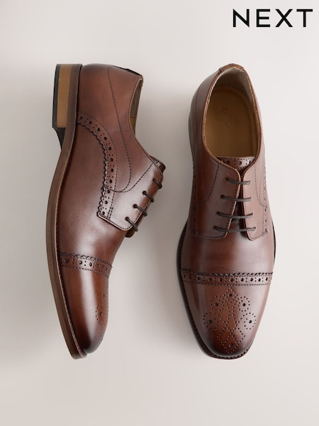 Brown - Regular Leather Toecap Shoes