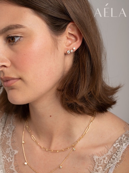 Goldfarben - Diamond Simulant Multirow Chain Necklace