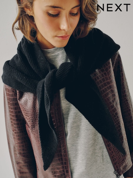 Schwarz gerippt - Heavyweight Triangle Scarf
