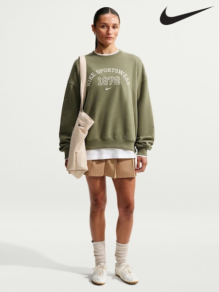 Oliv Brun - Nike Sportkläder Studio Fleece Sweat Top