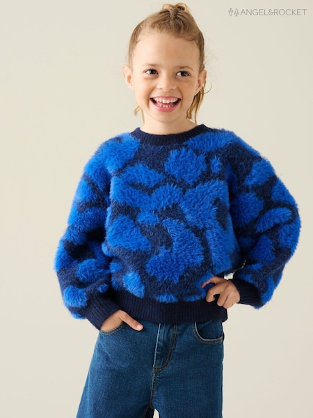 Blue - Angel & Rocket Harlie Leopard Knit Jumper