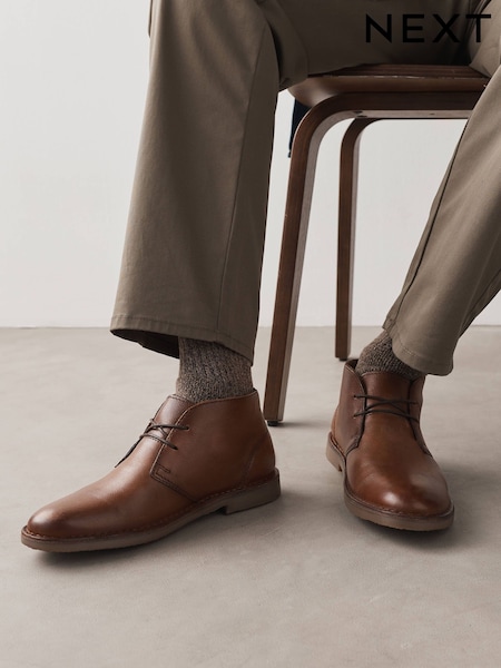 Tan Brown - Regular Leather Desert Boots
