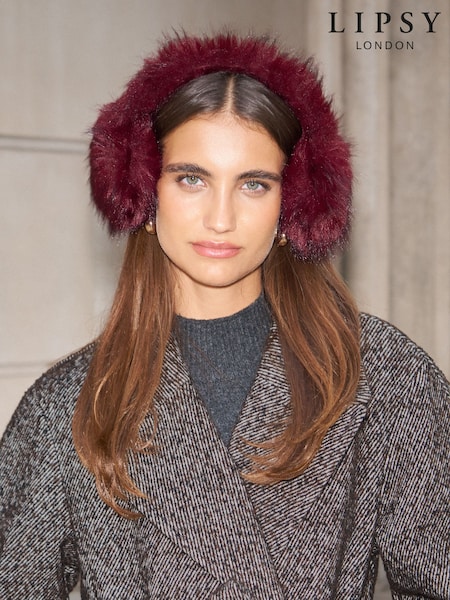 Roșu vișiniu - Lipsy Cosy Faux Fur Ear Muffs