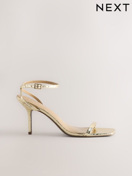 Gold - Forever Comfort® schlichte Sandalen mit eckiger Zehenpartie und Absatz