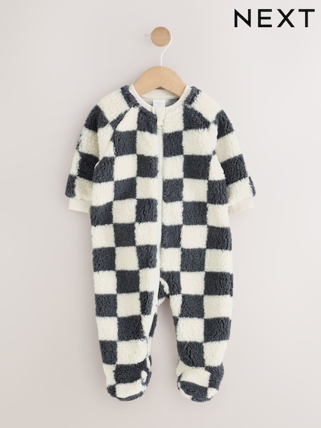 Grey Checkerboard - Borg Two Way Zip Sleepsuit
