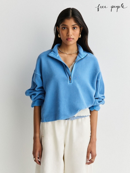 Bleu - Pull Free People Celeste à col zippé