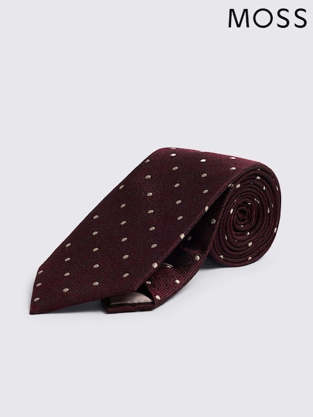 Burgundy Red - Regular Moss Silk Spot Tie