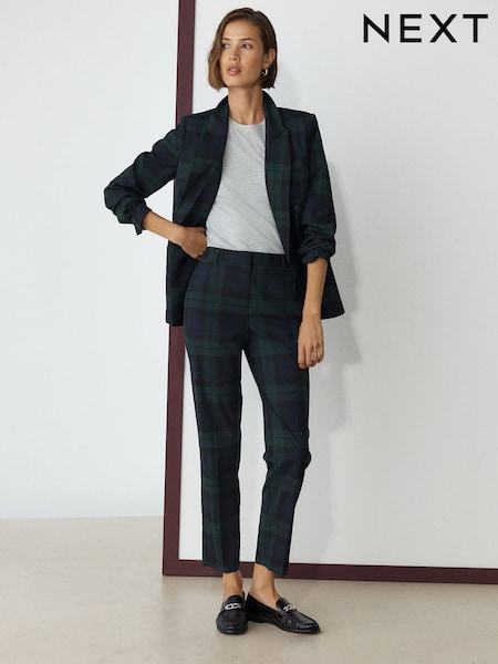 Black/Green - Check Slim Trousers