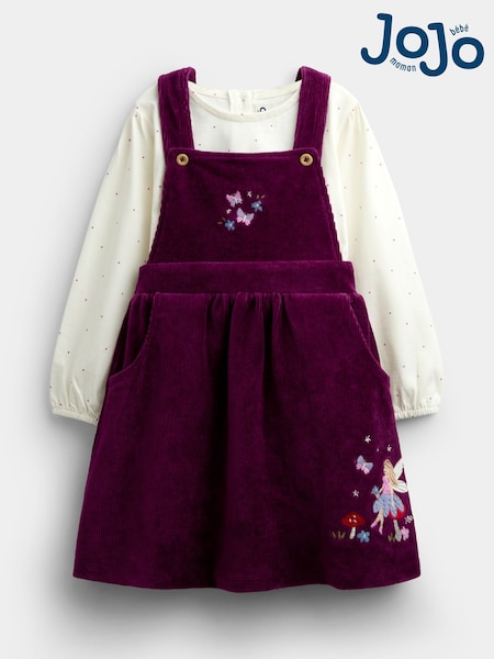 Purple Fairy - Jojo Maman Bébé Embroidered Velour Pinny Set