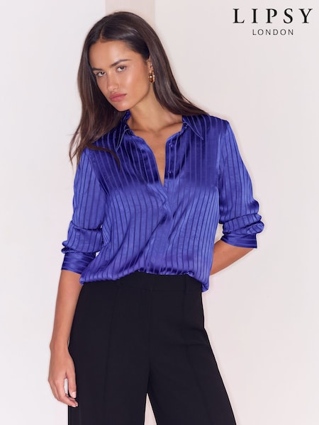 Cobalt Blue - Lipsy Satin Stripe Shirt