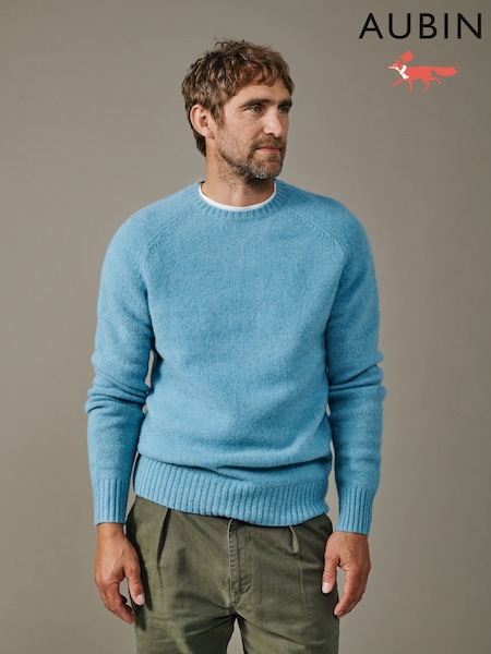 Blue - Regular Aubin Prestwick Shetland Crew Jumper