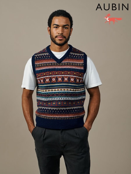 নীল - Regular Aubin Blue Dunlin Fairisle Tank Top