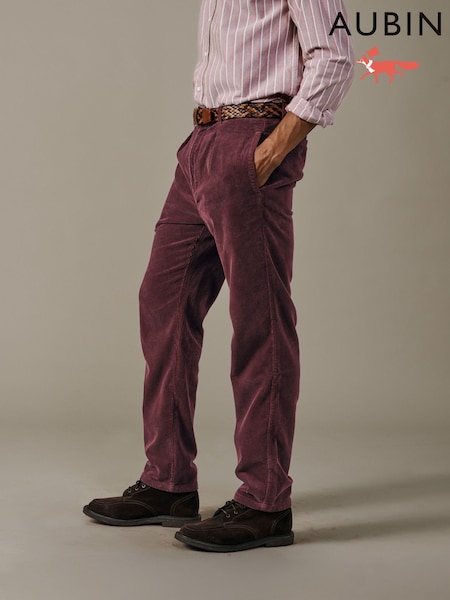 Red - Regular Aubin Barrowby Cord Trouser
