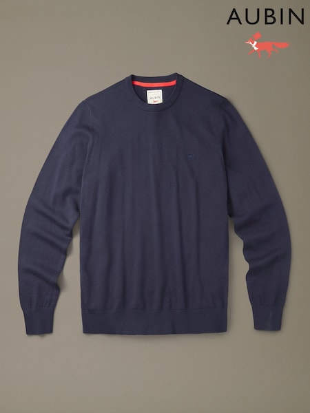 ខៀវ - Regular Aubin Blue Raven Cotton Crew Neck Jumper