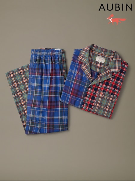Blue - Regular Aubin Aberford Flannel Pyjamas Set