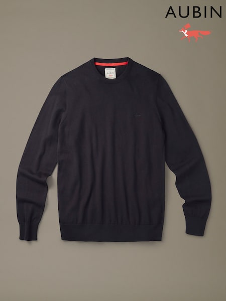 Black - Regular Aubin Black Raven Cotton Crew Neck Jumper