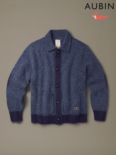 Blue - Regular Aubin Blue Gainsborough Button Through Felted Cardigan