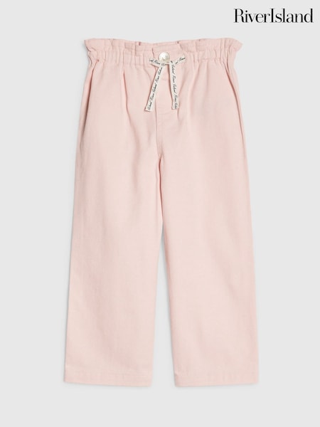 Розовый - River Island джинсы с поясом на резинке широкий крой