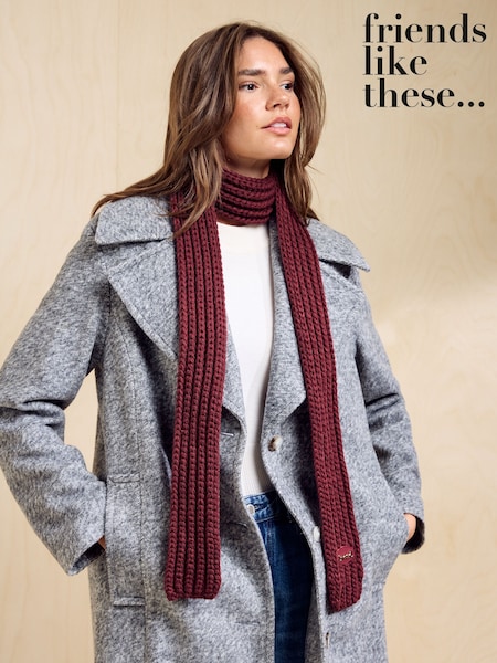 Burgundy Red - Friends Like These Skinny Ribbed Cable Scarf