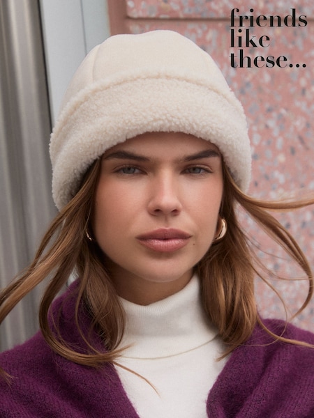 Cream - Friends Like These Shearling Fisherman Beanie Hat