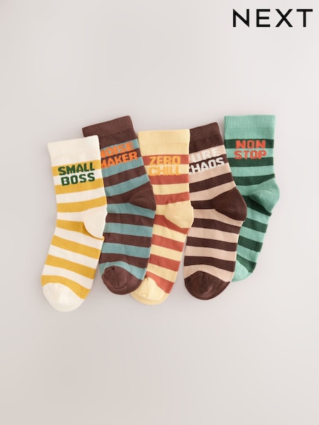 Multi - Chaussettes rayées à slogan 5 Lot de 0