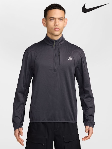 Grey - Regular Nike Acg Grid 1/2 Running Zip Top