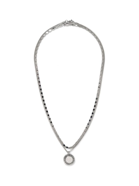Silver Tone - Regular Dck Mens Silver Tone Layered Coin Pendant Necklace