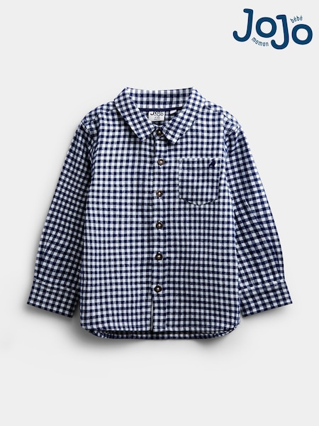 Navy Blue Gingham - Jojo Maman Bébé Long Sleeve Shirt