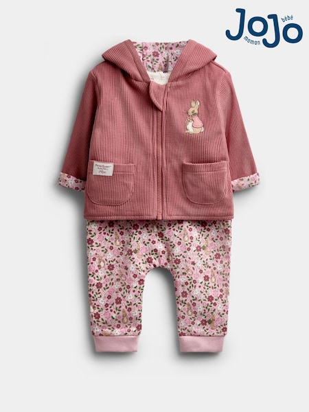 Rosa Peter Rabbit - Jojo Maman Bébé Flopsy Reversible Hoodie, Joggers & Bodysuit Set