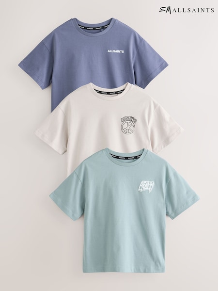 Blu - Smallsaints Graphic Crew T-shirts 3 Pack