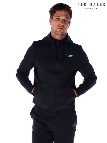 أسود - Regular Ted Baker Sport Michael Essentials Zip Hoodie