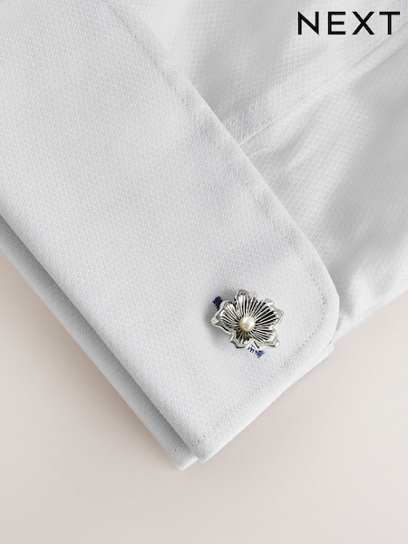 실버 - Regular Flower Cufflinks