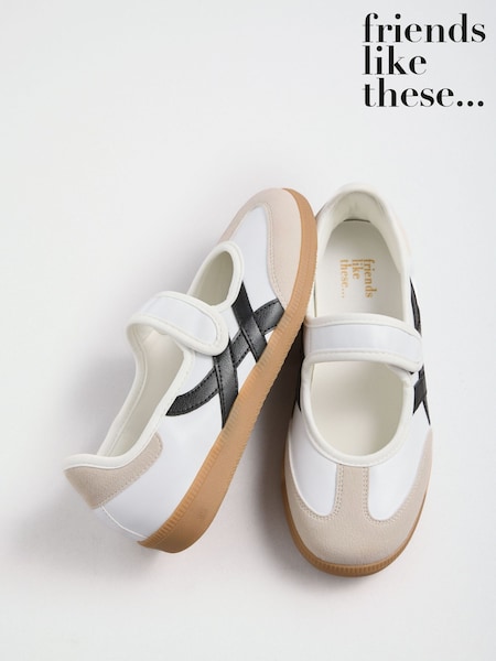 White - Friends Like These Flat Mary Jane Ballerina Style Trainers