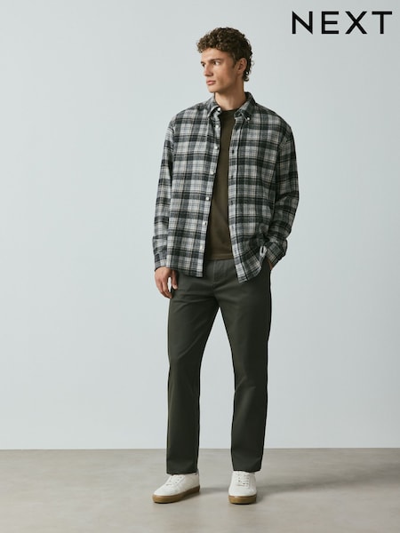 Zaļš - Straight Fit Cotton Rich Stretch Chinos