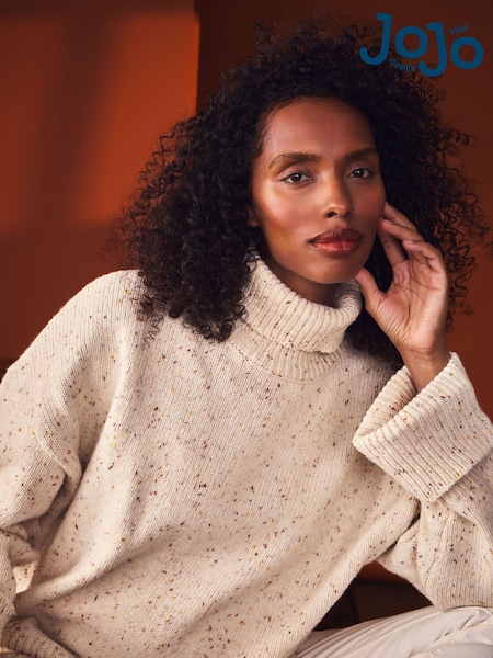 Cream - Jojo Maman Bébé Flecked Roll Neck Maternity & Nursing Jumper