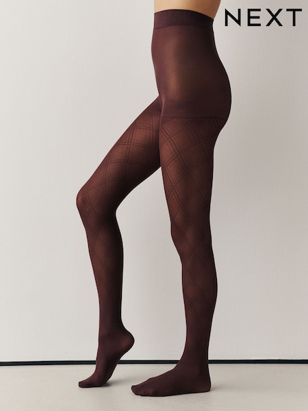 Argyle rouge bordeaux - Lot de 1 collants à motifs
