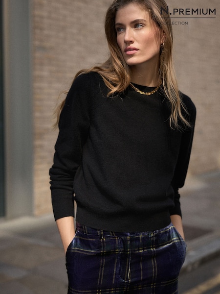 Black - N.premium Cashmere Crew Neck Knit Jumper