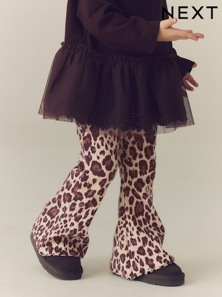 Leopardo - Leggings acampanados de canalé (3 meses-7 años)