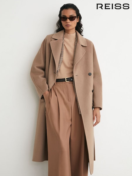 Camel - Reiss Marina Wool-blend Blindseam Double-breasted Coat