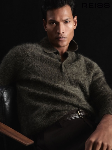 Dark Green - Regular Atelier Nathaneal Atelier 100% Brushed Cashmere Polo Jumper