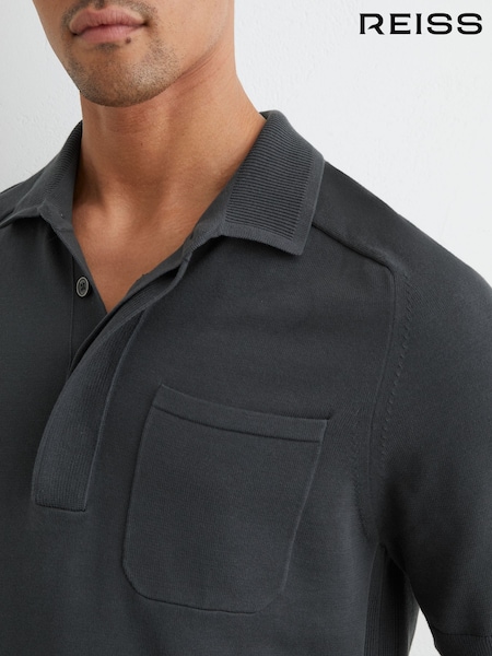 Ilmavoimien Sininen - Regular Reiss Selkirk Cotton Knit Concealed-placket Polo