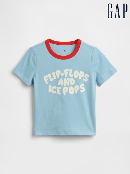 Blå Slogan - Gap Graphic Logo Short Sleeve T-shirt (6mths-5yrs)