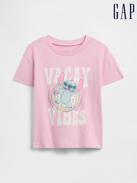Lyserød Stitch - Gap Disney Graphic T-shirt (6mths-5yrs)