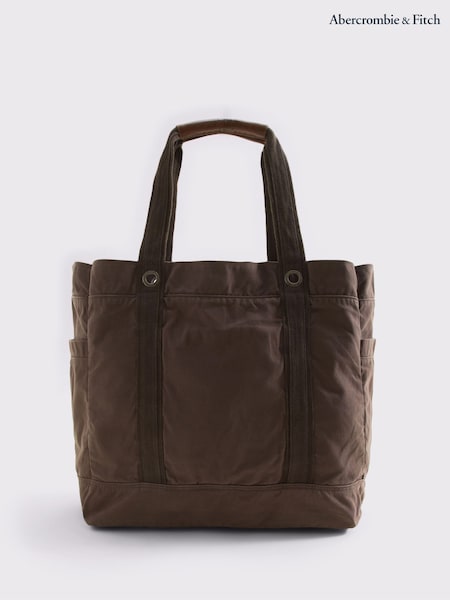 بني - Regular Abercrombie & Fitch Canvas Summer Bag
