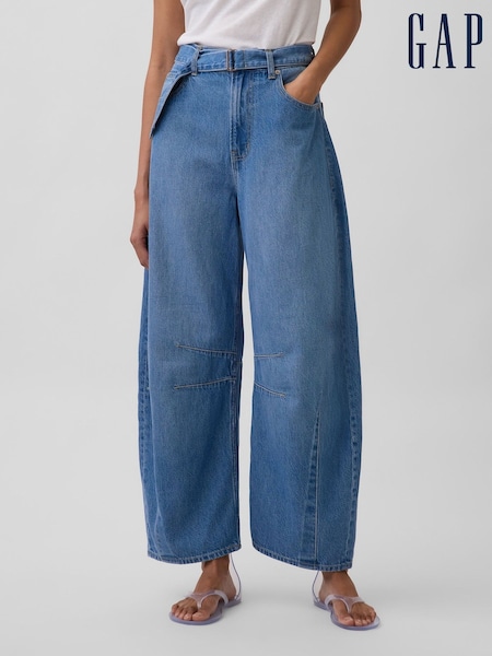 Lengvas skalbimas - Gap High Waisted Ultrasoft Belted Horseshoe Jeans
