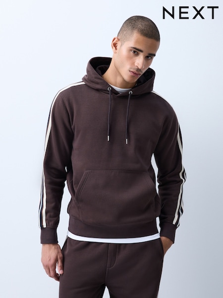 Chocolate Brown - Regular Side Stripe Overhead Hoodie