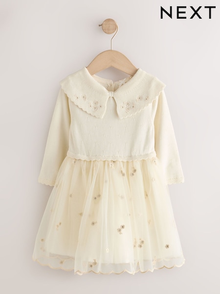 Crudo - Vestido de ocasión con cuello de lazo (3meses-10años)